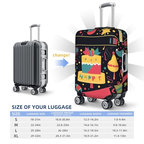 Travel Luggage Cover Happy birthday images Suitcase Protector Elastic Washable Stretch Suitcase Protector Anti-Scratch Travel Suitcase Cover Fit 18-32 Inch Luggage2