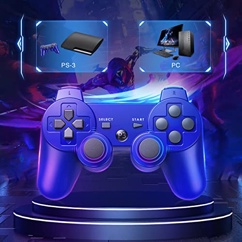 Powerextra Ps-3 Wireless Controller For Play-Station 3 With High Performance Upgraded Joystick Rechargeable Battery Double Shock For Ps-3 (Blue) #TOP1