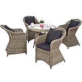 Se entrega montado TecTake Ratán sintético aluminio muebles de jardín de alta calidad 4x silla 1x mesa 8x cojines conjunto - resistente a la intemperie - disponible en diferentes colores - (naturaleza  no. 401765)