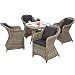Produktbild TecTake 800273 Aluminium Polyrattan Garten Sitzgruppe, wetterfest, 4 Gartensessel und 1 Tisch, inkl. 8 Kissen - Diverse Farben - (Natural | Nr. 401765)