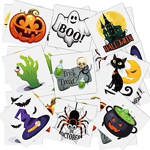 Outus 144 Pieces Halloween Temporary Stickers Waterproof Temporary Day of Dead Party Decoration Supplies Adult for Halloween Themed Party Favor, Treats, Decor, Goodie Bag, 9 Styles