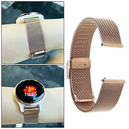 Watch Strap Replacement Compatible with Garmin Vivoactive 4S / Vivomove 3S / Venu 2S Adjustable Watch Band Metal Wrist Strap 135mm-210mm Rose Gold - Image 3