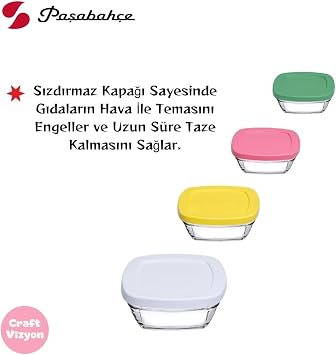 Paşabahçe Pudding Silikon Kapaklı Cam Saklama Kabı 4'lü Kahvaltılık, 310 ml