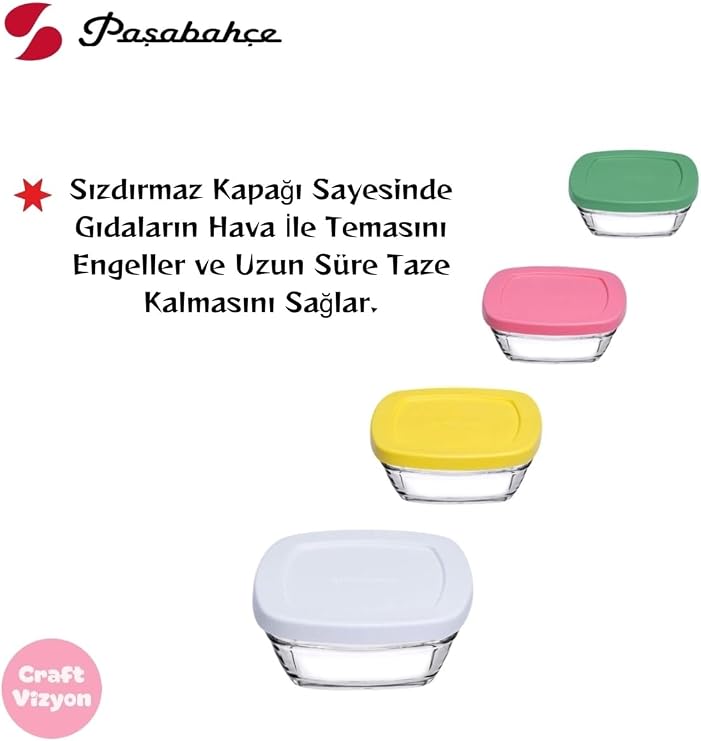 Paşabahçe Pudding Silikon Kapaklı Cam Saklama Kabı 4'lü Kahvaltılık, 310 ml