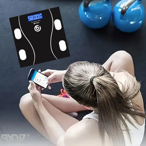 Dijital Baskül Bluetooth Vücut Analiz Tartısı - Akıllı Yağ Ölçer Baskül - Android ve iOS Uyumlu, 180 kg Kapasiteli Hassas Terazi (Bydiz)