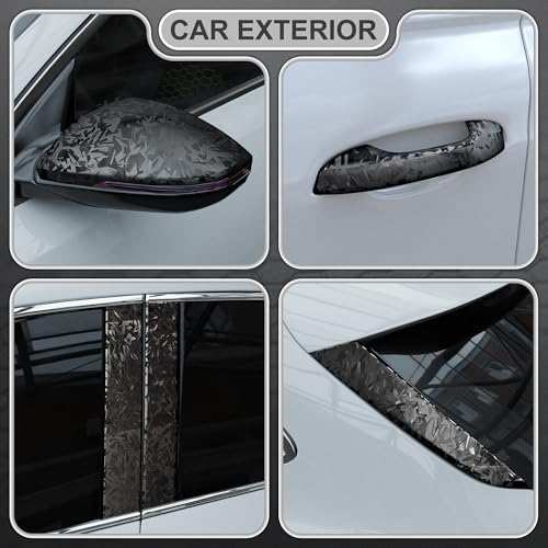 Image of Lypumso PET Forged Carbon Fiber Vinyl Wrap, Glossy Car Vinyl Film for Automotive with Air Release Technology for Vehicle Decal DIY Interior Exterior Decoration (3D Black Forged, 1ft x 10ft)
