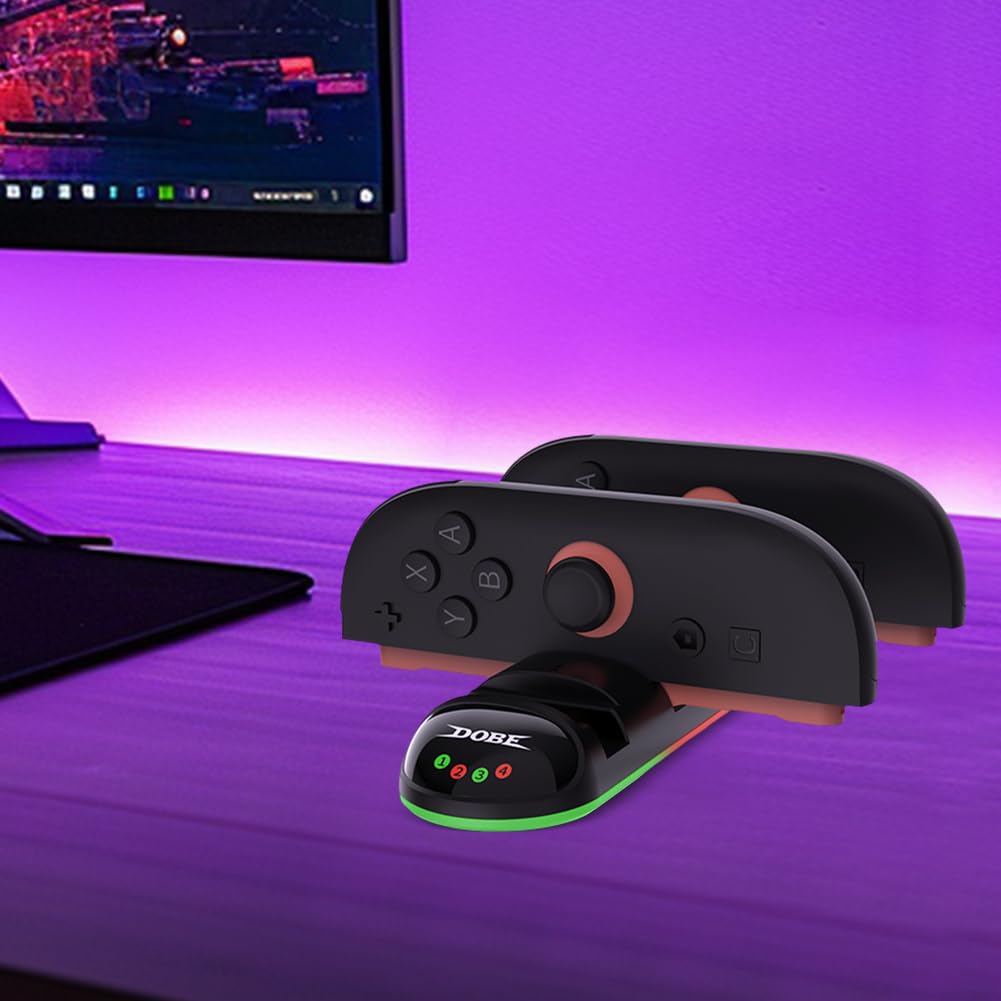 Ładowarka 4 w 1 do przełącznika 2 stacji ładującej LED do kontrolera Joy-Con szybkie i bezpieczne ładowanie
