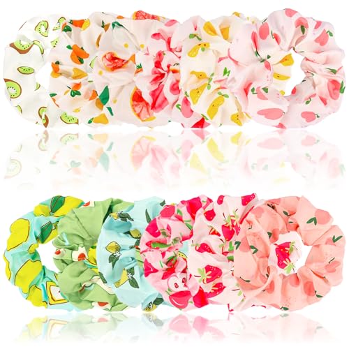 KICOSY 12PCS Fruit Print Scrunchie Set - Cute...