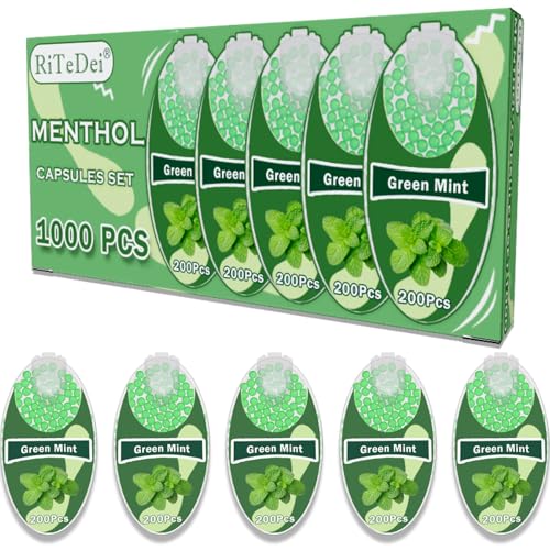 Menthol Capsules | Bille menthol Cigarette | DIY capsules rafraîchissantes filtre pour une saveur inoubliable | Kit de 1000 Pièces | Boîte de conserve pour les...