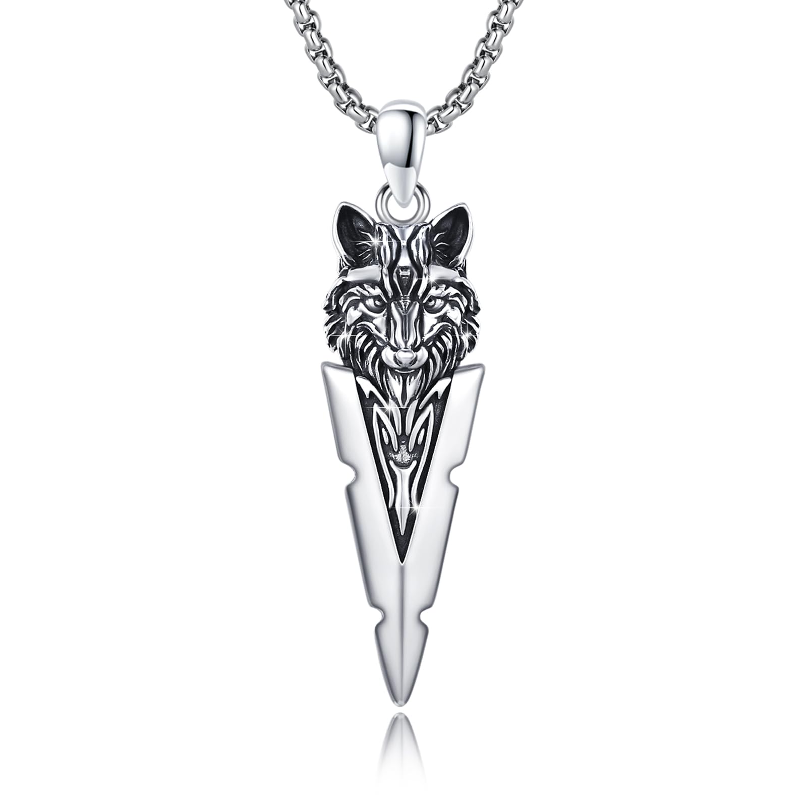 Collier loup en argent 925, une amulette fleche d'exception pour homme - 8