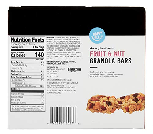 Amazon Grocery, Fruit & Nut Chewy Granola Bars, 7.4 Oz, 6 Ct (Pack of 2) - image 2