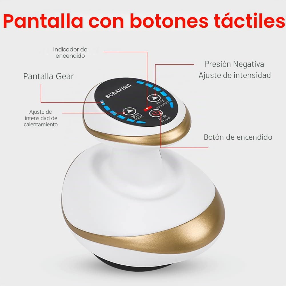 Masajeador Eléctrico Con Ventosas, Masajeador Eléctrico GuaSha De Terapia USB Recargable Con Ventosas