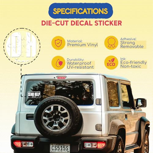 Image of 2Pcs - No Background - Waterproof Car Decal Sticker of Funny Sarcastic This is Fine Humor Chaos Meme Send Help Please Design for Car, Truck, Window, Laptop (White 5.8'' x 3.0'') |VER100n111WH