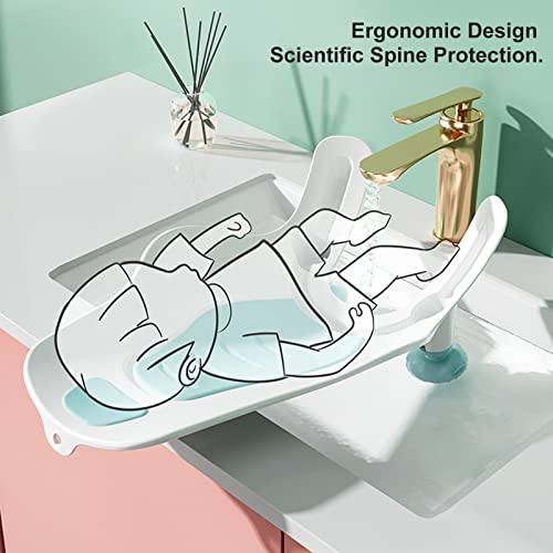 Image of Clean Rinse Baby Bather, Spine Protection Multi Purpose Wash Butt Clean Rinse Bather Semi Circular Sink Collapsible for Boy for Bathroom (Mint Green)