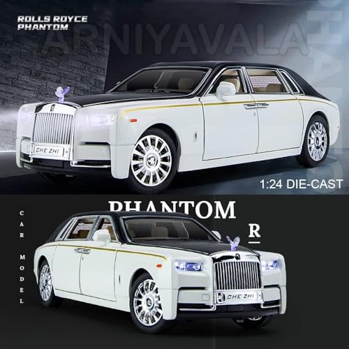 Image of Exquisite car Model 1 /24 Rolls-Royce Phantom Model Car,Zinc Alloy Pull Back Toy car with Sound and Light for Kids Boy Girl Gift.(Phantom White 1:24)