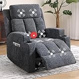 IOMOR Fabric Manual Recliner Chair for Adults, Comfy Reclining Chairs with Overstuffed Arm and Back, Single Sofa for Living Room (1, Dark Grey)
