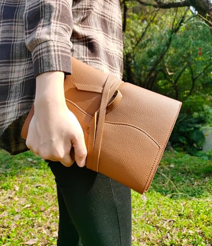 Image of Leather Sketch Book Cover, Leather Sketchbook Holder for 5.5 inchx 8.5 inch, Travel Sketch Board Pad Pencil Holder, Drawing SketchBook Cover Pencil Case, Painter Artist Sketch Pad Holder (Small)