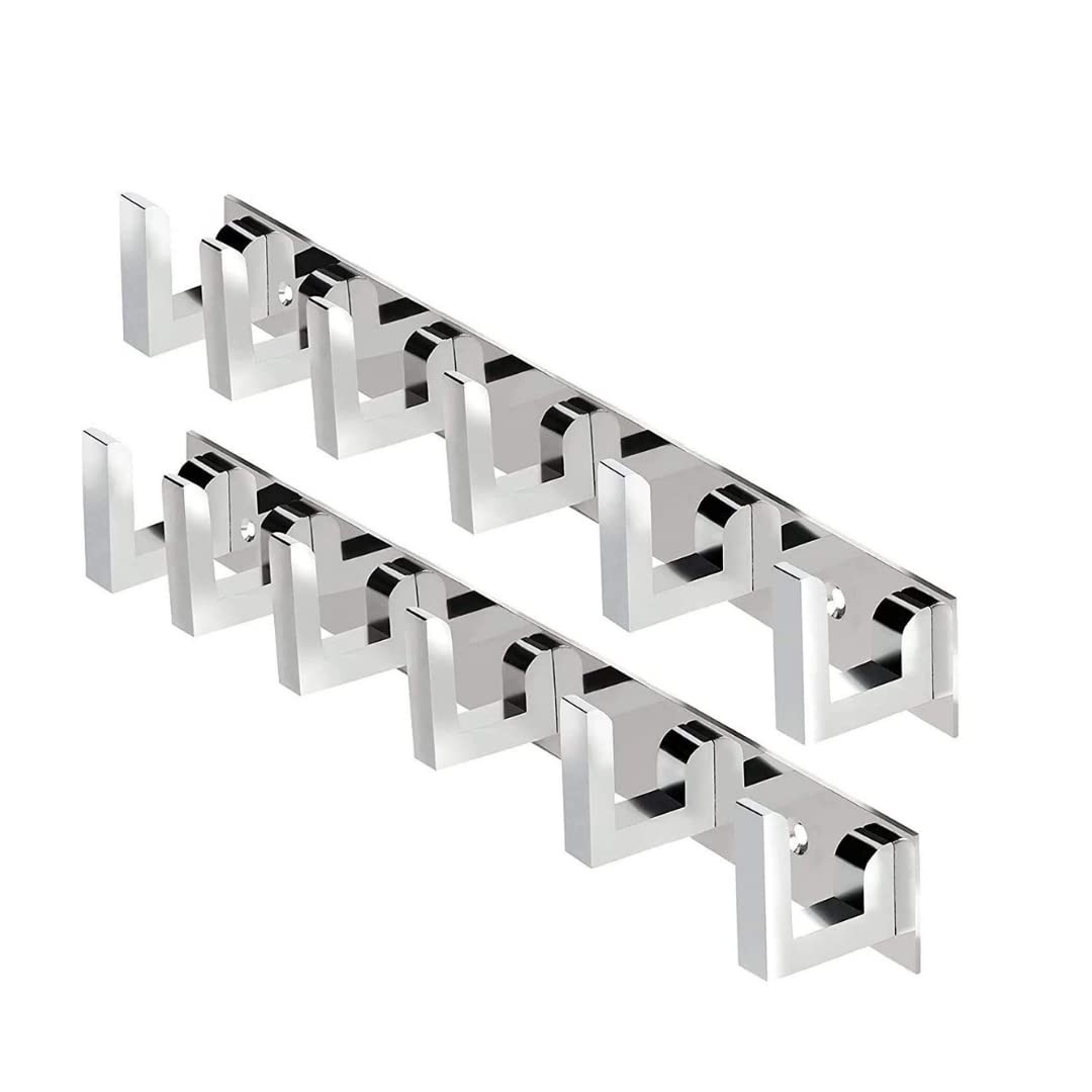 Cossimo High Grade Stainless Steel L-Hook 6 Pin Cloth Hanger Wall Mounted Bathroom Cloth Hanger,Cloth Wall Hook,Door Hooks Rail for Hanging Keys,Clothes,Towel (Pack of 2) (B0B4ZKGVJP) Amazon Price History, Amazon Price Tracker
