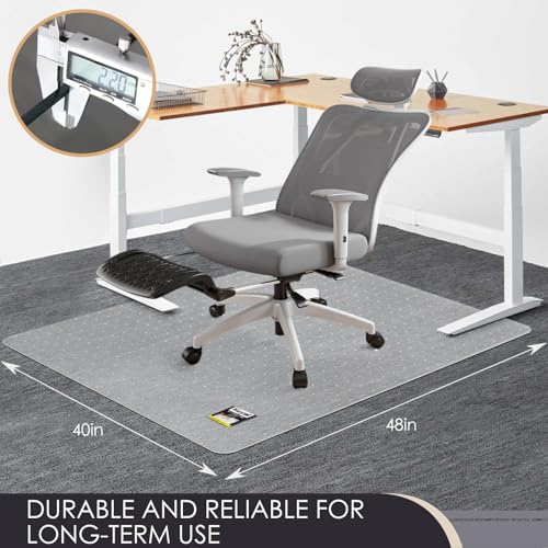 Image of Kuyal Office Chair Mat for Carpet, Set of 2, Heavy Duty Computer Chair Mat | 40''x48'', Under Desk Protector Carpeted Clear Floors Mat, Easy Chair Movement,Ship Flat