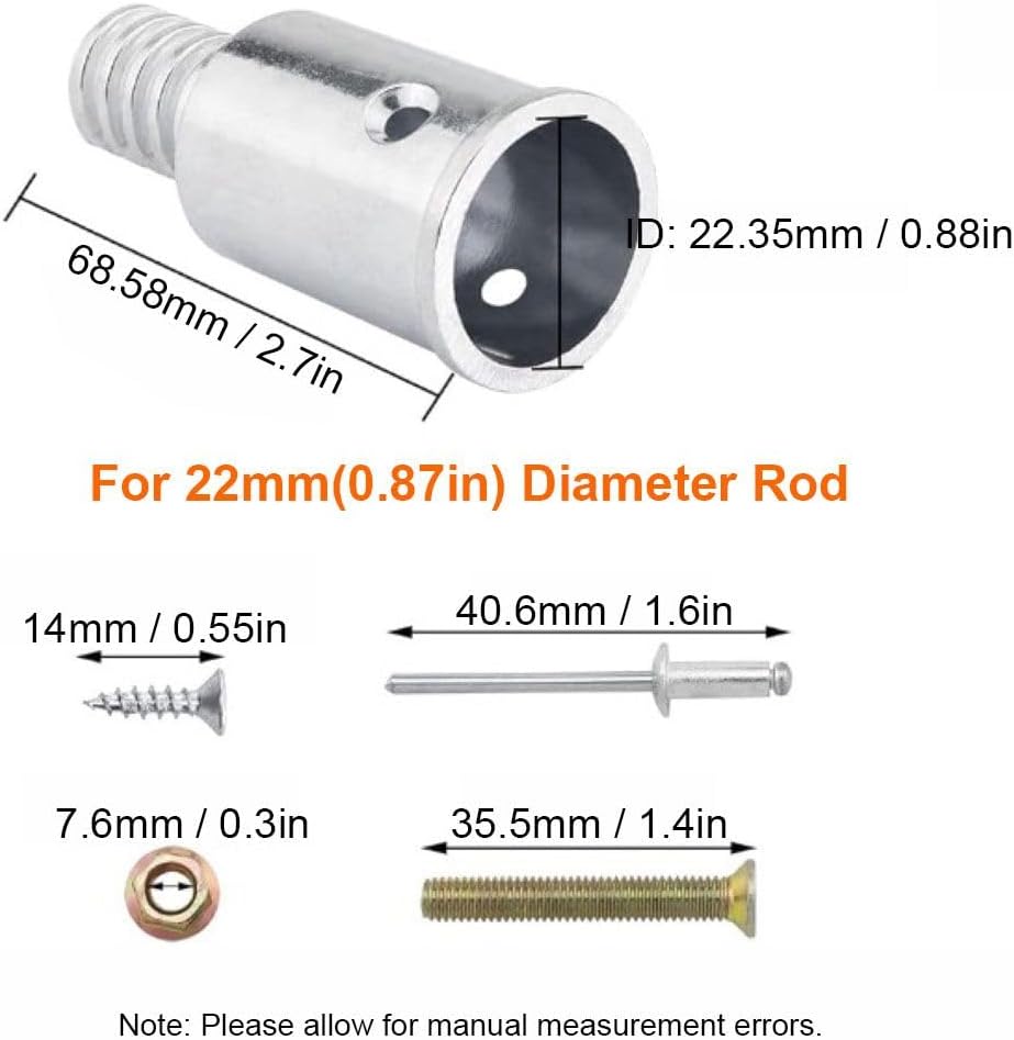 6Pcs Aluminum Alloy Threaded Tip Replacement Extension Pole Head Repair Kit | (22mm/0.87in) Broom Handle Threaded End for Paint Roller Extension Pole, Cleaning and Working Tools Connector Poles, Silver
