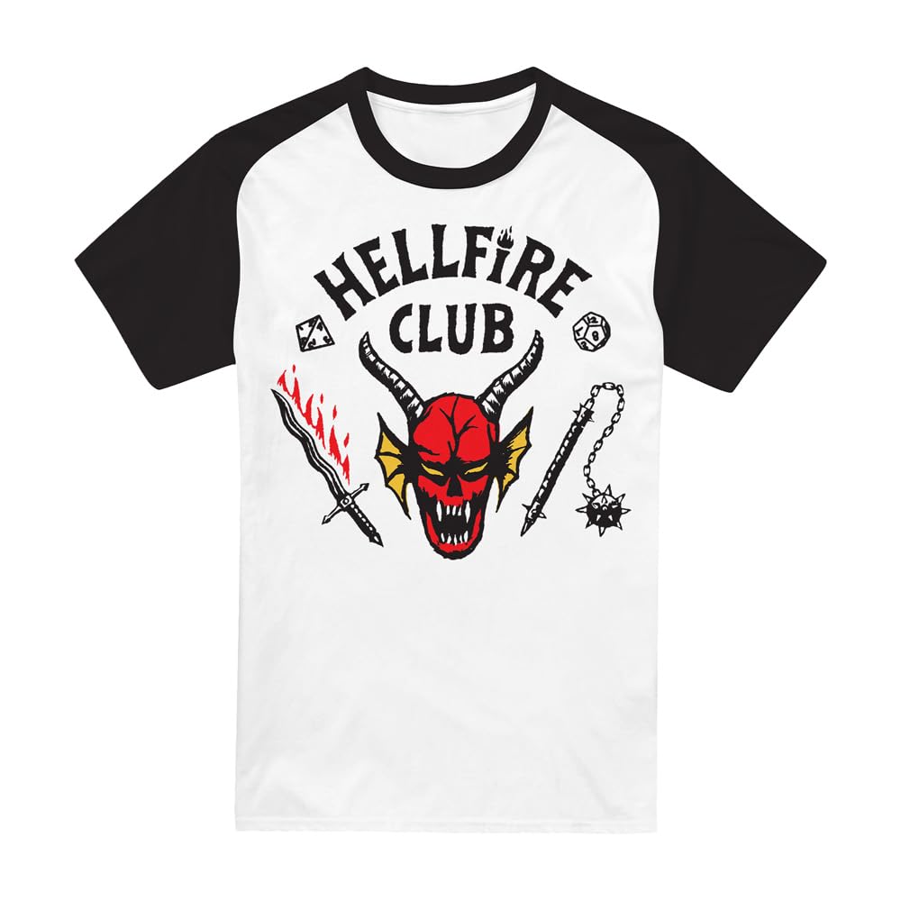 Stranger Things Hellfire Club Raglan Unisex T Shirt, Black, XX-Large