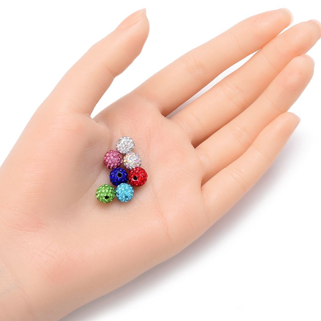 25 perline sfuse Adabele AA+, perline sfuse da 8 mm, colore rosso siam chiaro, in argilla polimerica, da discoteca, compatibile con Shamballa e tutti gli altri gioielli DB8-W6