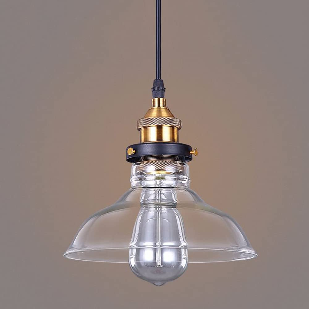 Dario in Vetro, da a Sospensione Industriale Amena per Sala da Pranzo, Moderne luci da soffitto a LED a Testa Sina, Attacco E26, Altezza reabile, per Bar, Cucina, Isola, Fattoria