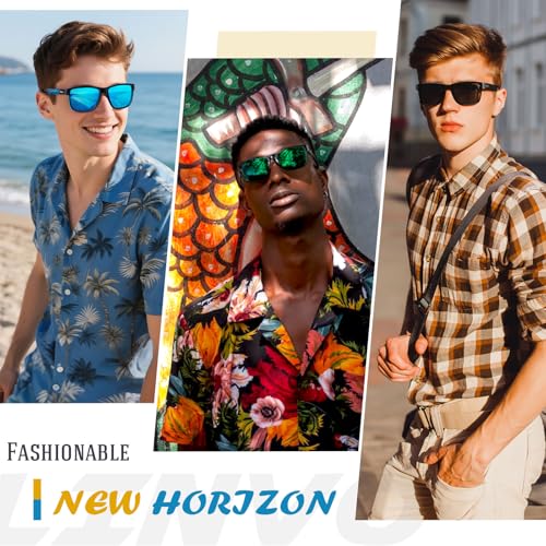 LINVO Polarized Sunglasses for Men Trendy Lightweight Mirrored Shades UV400 Protection for Driving Fishing Golf2
