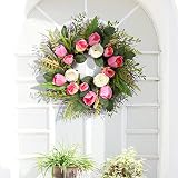 LinTimes 22" Spring Summer Wreaths for Front Door, Large Tulip Wreath Spring Summer Door Wreath for