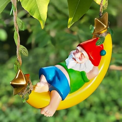 Exasinine Garden Gnome Moon Hammock Statue Cover