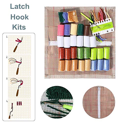 Image of clubevy Latch Hook Kits DIY Crocheting Embroidery Throw Pillow Case Needlework Cross Stitch Kits Rug Crochet Yarn Kits (Butterfly)