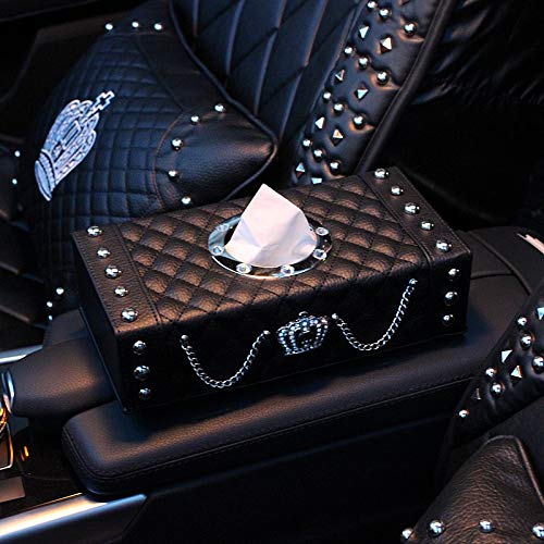 U So Shiny Cute Bling Car Tissue Holder with Sparkle Diamonds, PU Leather Portable Waterproof Tissue Holder, Paper Cover Case with Magnetic Closure, Home, Office and Car Auto Decor, Colorful Diamonds