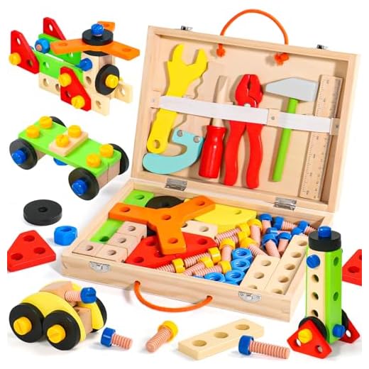 Caja Herramientas Juguetes Niños Niñas 3 4 5 Años-Bricolaje Caja de Herramientas Juguetes Montessori de Madera Juegos Educativos Niños 3 4 años Regalo Niño Niña 3 4 5 6 Años, 52 Piezas