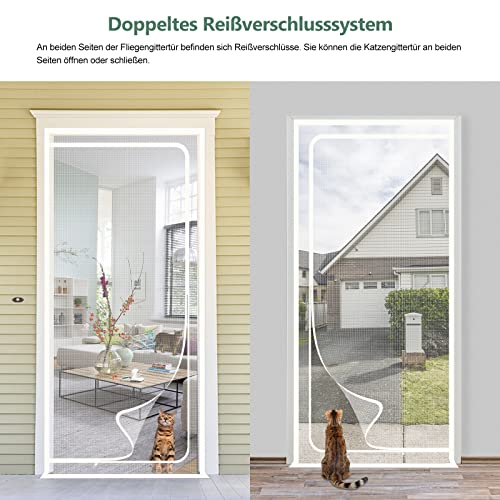 Katzengittertür Passend für Türgröße 90cm x 200cm, Haustiersichere Fliegengittertür, Katzen an der Flucht hindern, Katzengitter für die Einführung Neuer Katzen