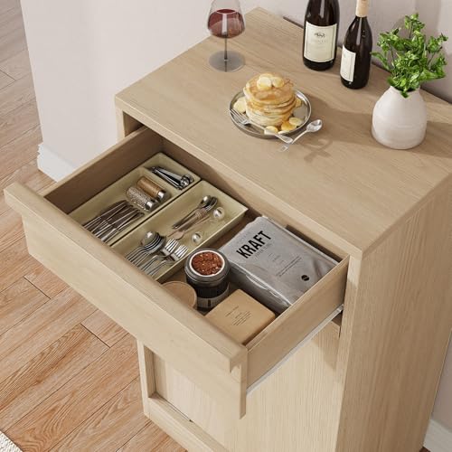 GarveeHome Tilt Out Trash Cabinet, Modern Trash Cabinet with 10 Gallon Storage, Hidden Freestanding Garbage Can Cabinet Laundry Hamper for Kitchen Dining Living Room