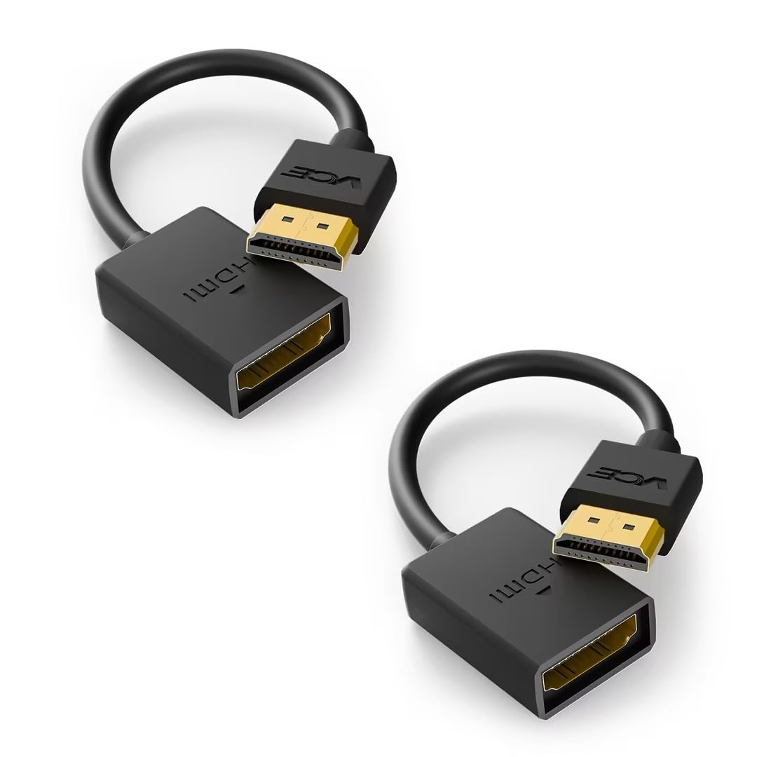VCE 2-Pack HDMI Male to Female Swivel Adapter HDMI Extension Gold Plated Converter for Google Chrome Cast, Roku Streaming Stick