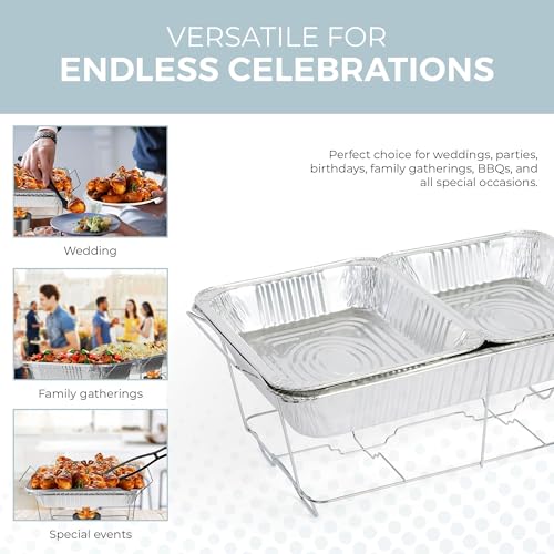 Large Full Size 33-Pcs Disposable Chaffing Buffet with-Covers, Utensils, Fuel Cans – Premium Chafing Dish Set for Events, Parties, Catering - Image 7