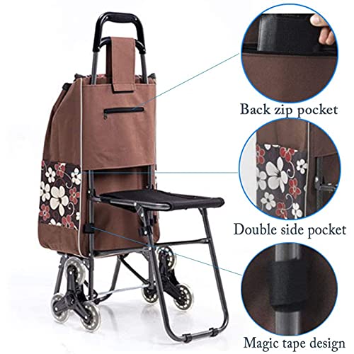 Einkaufswagen, zusammenklappbarer Einkaufstrolley mit Sitz für Behinderten, 6 Räder, Einkaufstrolley-Tasche… – Bild 8