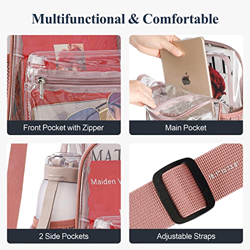 Packism Clear Backpack, Small Clear Backpack Stadium Approved, Clear Mini Backpack For Women Men, Sports Events, Travel, Mauve #TOP4