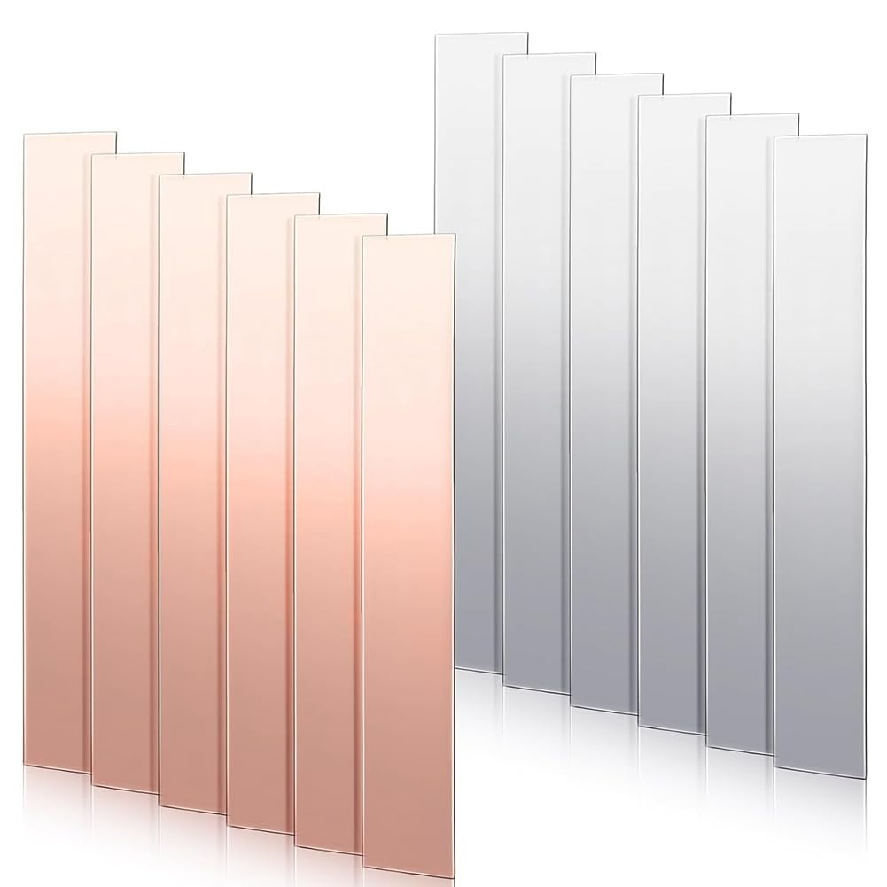 TOBEOME 12 Pcs Pure Copper Zinc Anode Sheet 99.9% High Purity Copper Zinc Electrode Strips 0.04 Inch X 0.98 Inch X 5.98 Inch