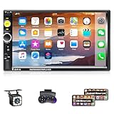 AMPrime Double Din Car Stereo Radio with Bluetooth 7” Touch Screen FM Receiver MP5 Car Player Support Mirror Link for Phone + Backup Camera/Steering Wheel Control