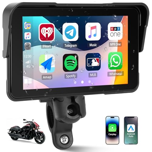 [2025 NUOVO] CAMECHO Wireless Schermo Carplay Per Moto, Touchscreen da 5 pollici Navigatore GPS Auto con IP68, Portatile...