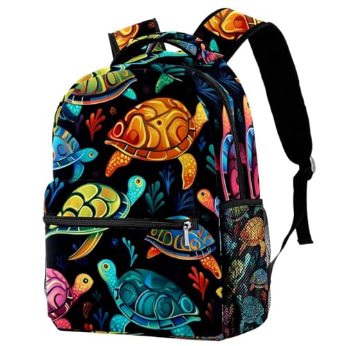 Sac à dos école tortues de mer multicolore pour ordinateur portable enfant