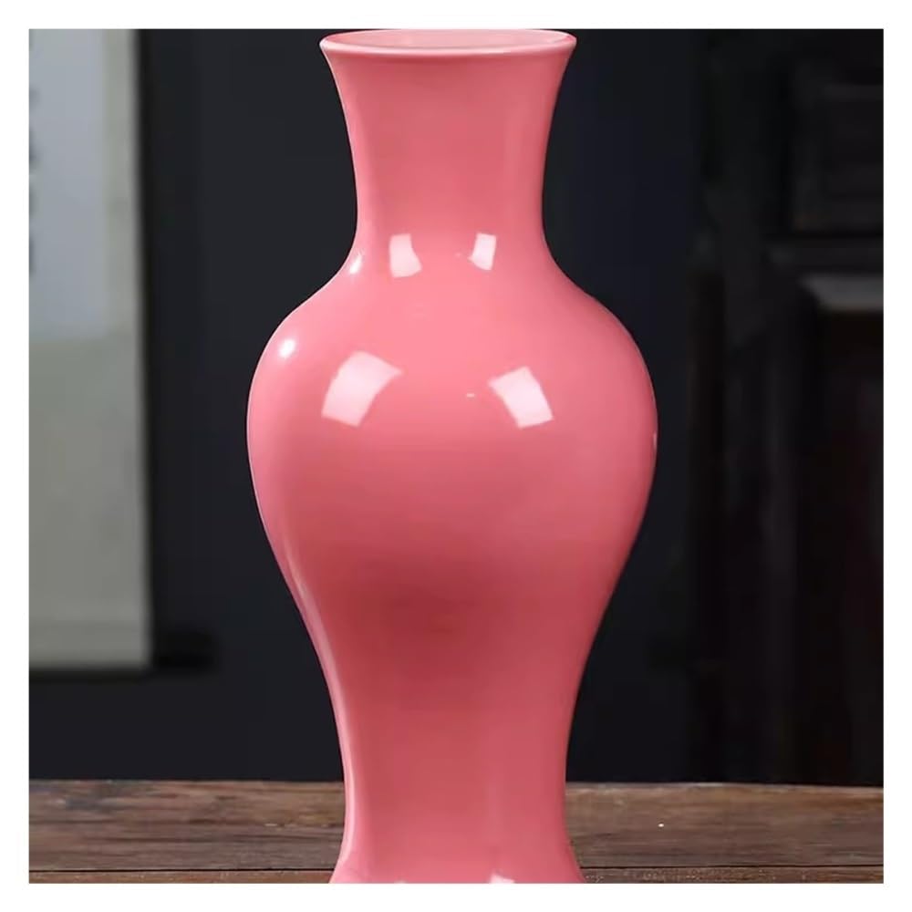 Wazon na kwiaty Ceramiczny wazon – różowy wystrój domu, wkład do kwiatów, chińska ozdoba do salonu(Green)