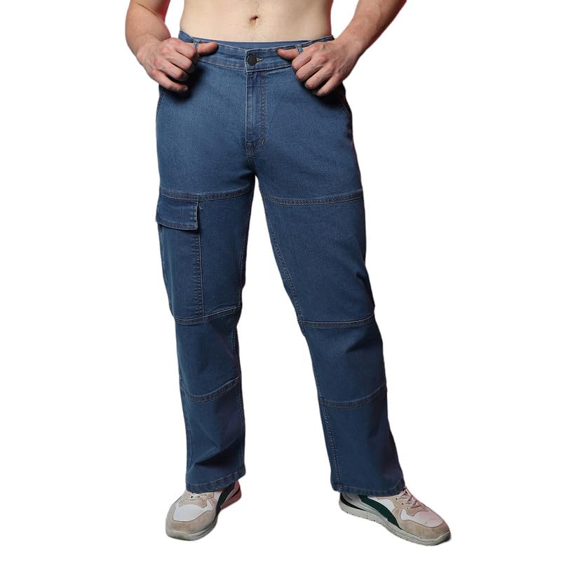 Image of CAHOOT Men's Denim Jeans Wear | Light-Wash | Button Closure | Regular Fit | Denim Jeans Crafted with Comfort Fit for Everyday Wear
