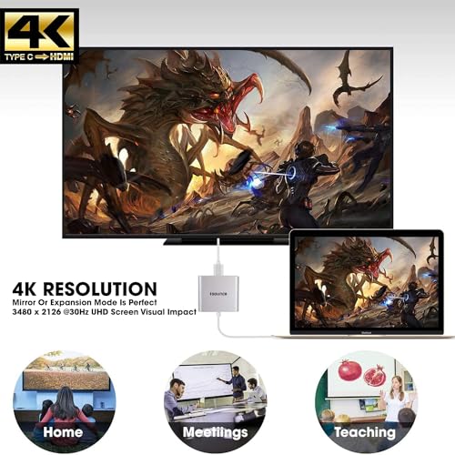 Image of Sounce USB C to HDMI Adapter USB Type C Adapter Multiport AV Converter with 4K HDMI Output USB C Port & USD3.0 Fasting Charging Port Compatible for Any HDMI Monitor Like TV, Projector