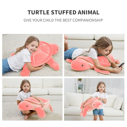Dalmao 70cm Schildkröte Kuscheltier Groß, weiches Kuschel Kissen mit Jumbo-Schildkröte, Cartoon Stofftier Plüschtier Rosa Meeresschildkröte, Geschenk für Kinder Geburtstag