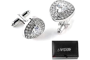Ltvystore Jewelry Trendy Geometric White Crystal Diamond Cufflinks