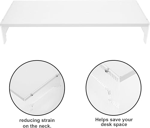 Miniatura 3 de Soporte elevador de monitor acrílico con patas para almacenamiento de computadora y portátil, organizador de escritorio para reducir la tensión del