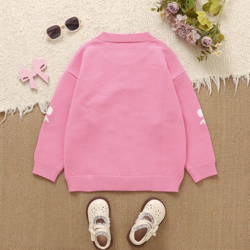Girls Cardigan Sweater Long Sleeve Clothes Floral Bow Button Tops Outfits Girl Winter Fall Clothing2